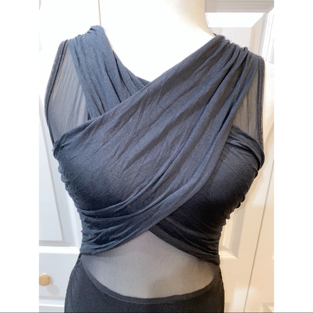 Missguided Black Sleeveless Mesh Ruched Dress - Picture 3 of 6